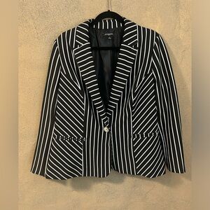 Notations Blazer black with white pinstripes single button closure size …